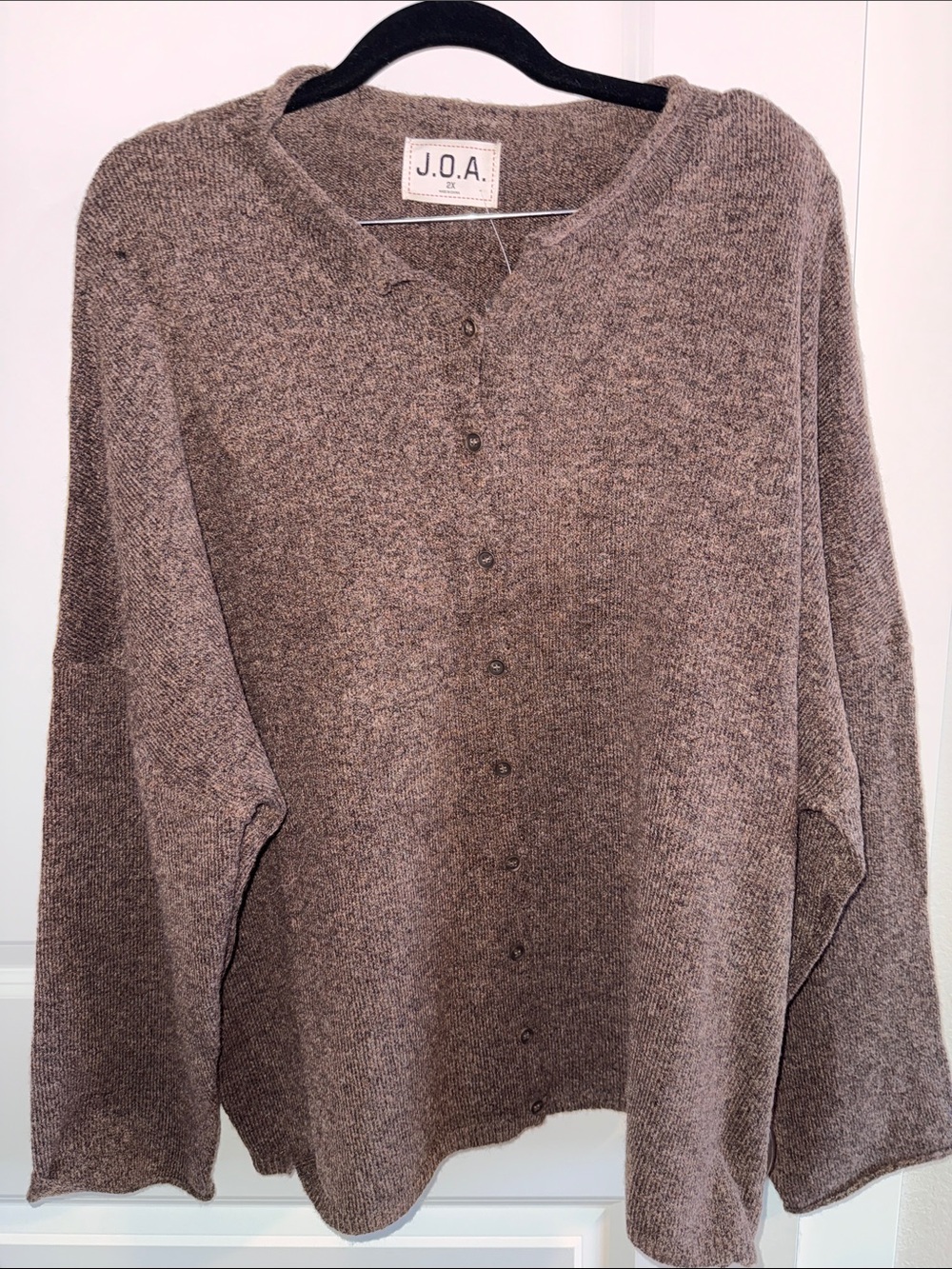 J.O.A. Brown Button-Up Knit Cardigan